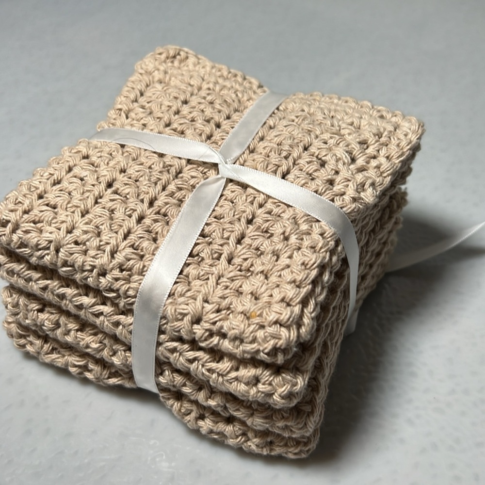 Wash or Dish Cloths Set 4 100% Cotton Handmade by Grandma Ventures - Picture 4 of 7
